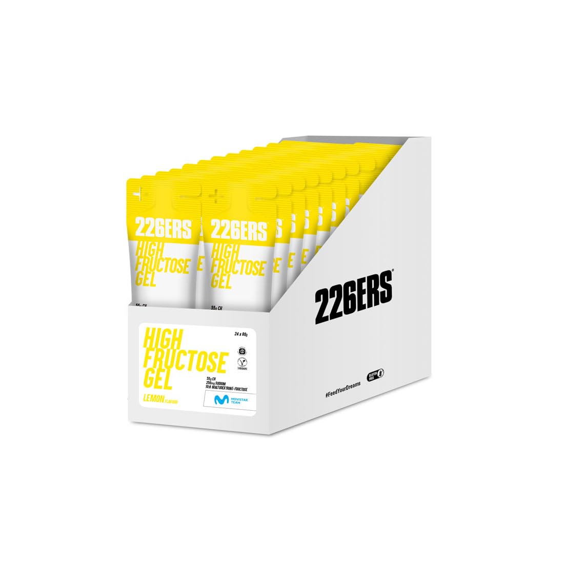 226ERS High Fructose Gel Energiegel, Zitronengeschmack, 24 x 80 g | Maltodextrin und Fruktose, Vegan, Glutenfrei, Für Sportler, Kohlenhydratzufuhr