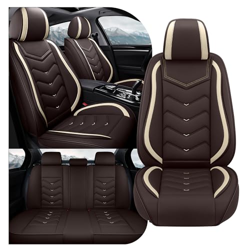 ACDY Car Seat Covers Fit for VW 2000-2026, Stylish Sport Seat Covers, Waterproof Wear-Resistant Premium Nappa Leather Car Seat Covers.(Full Set/Coffee Color)