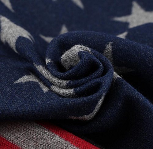 Usa Flag Men’s Winter Warm Knitted Plant Cotton Plaid Color Match Soft Thick Scarf,180Cm #TOP4