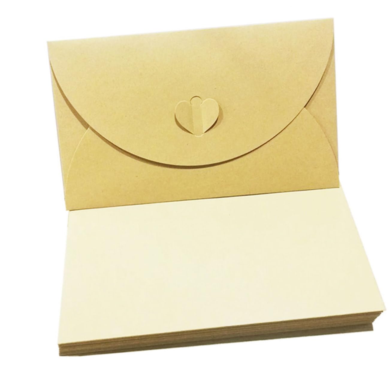 Enveloppes à Fermoir Cœur 100 Pièces en Papier Kraft Beige