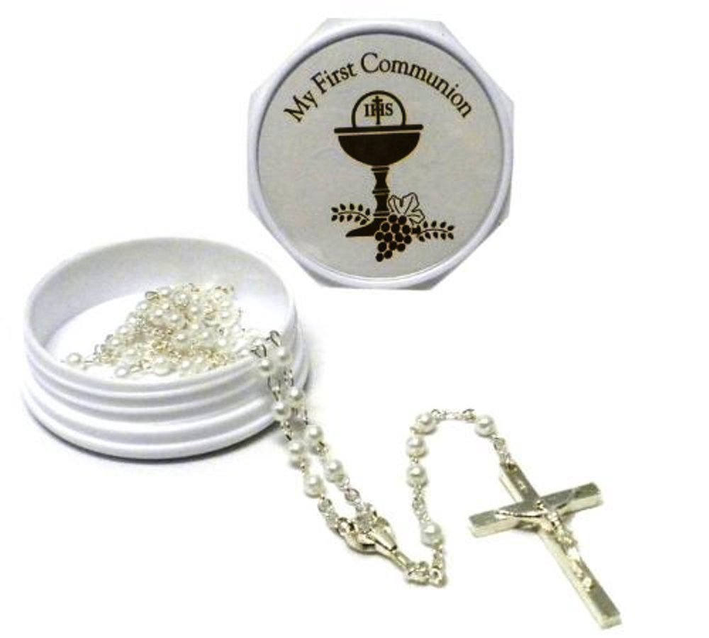 Roman 2.25" My First Communion Keepsake Box with Rosary (White)
