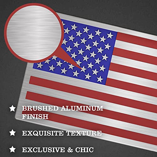 Embossed 3D Metal American Flag Emblem Decal Stickers (3 Pack) Brushed Finish, 5 X 3 Inch Patriotic Usa Us Flag Car Decals Bumper Stickers For Truck, Window, Motorcycle, Support Us Military¡­ #TOP5