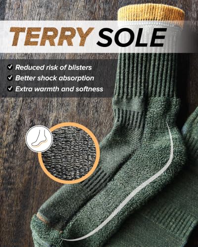 Image of Women's Outdoor Hiking Walking MERINO WOOL Thick Boot Socks, Ladies Anti-Blister Cushioned Warm Wicking Camping