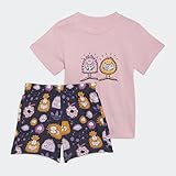 adidas Short Tee Set Unisex Baby, Top:True Pink Bottom:Shadow Navy S22/MULTICOLOR, 6-9M