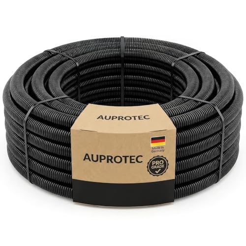 AUPROTEC 2 m Corrugated Conduit Slotted Inner Ø 12 mm I UV & Heat Resistant Polypropylene I Flexible Hose as Cable Protection for Outdoor & Indoor Use I Black