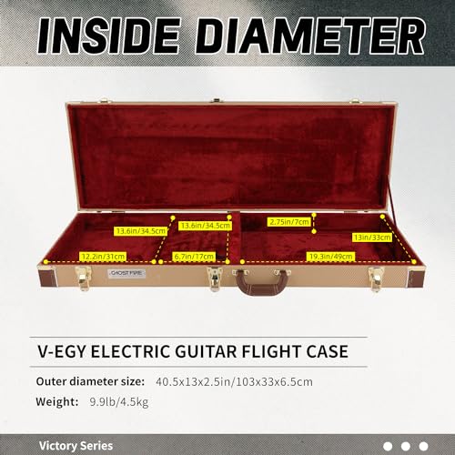 Image of GHOSTFIRE Electric Guitar Standard 39-Inch Hard Case for ST /TL /JAG, V-EG2 | Portable Hard-Shell Case With Lock, Super Thick Case Fit for Guitar, Soft Velvet Lining Suitable Inner Design