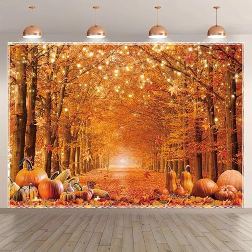 Fondo de fotografía de poliéster de otoño Naranja, decoración de Pancarta de Acción de Gracias, Pancarta de Accesorios para fotomatón de Fiesta de Regalo 210cmx150cm