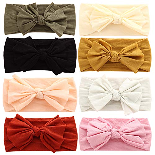 Image of Baby Nylon Headbands whit Bow Headbands Set - Elastic Nylon Hairbands Turban Hair Accessories for Newborns Infants Toddlers and Kids (ZM17)