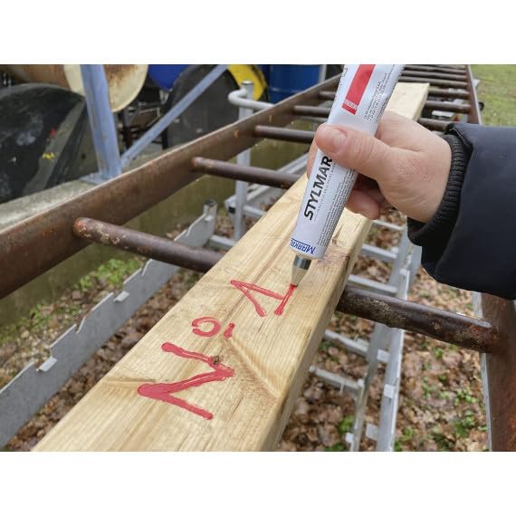 Tubo de pintura indeleble roja con punta de bola STYLMARK (10 uds)