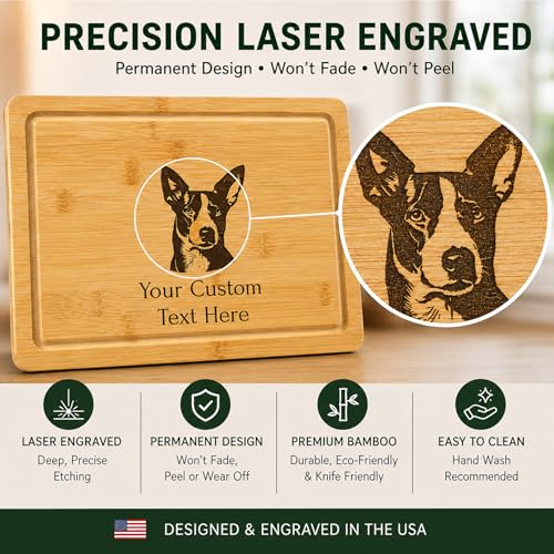 Tabla de Cortar Personalizada de Madera de Bambú con Diseño de Perro Cattle Australiano, 29.21 cm x 22.23 cm x 1.27 cm miniatura 3