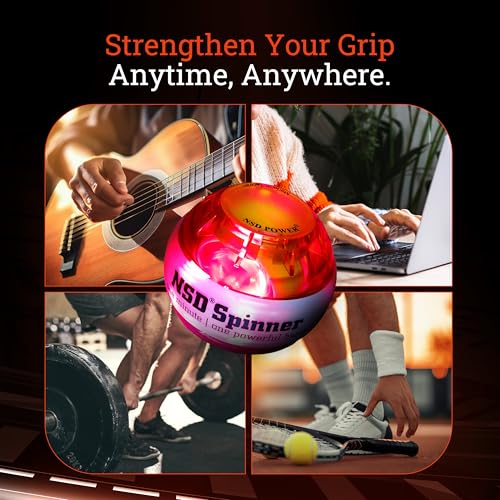 Image of NSD Essential Crystal Spinner Gyro Ball | Grip Strengthener for Forearms, Wrist & Hands | String Start Design, Up to 18,000 RPM | Portable Wrist Trainer & Workout Equipment | Ideal for Desk Workers, Athletes & Musicians
