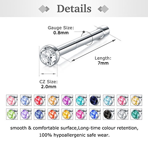 Zolure 18G 20G 22G Nose Pin Bone Screws Studs Surgical Steel Body Piercing Jewelry for Women Men4