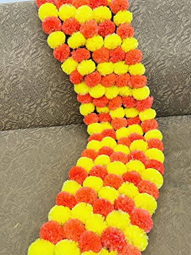 SPHINX-Artificial-Marigold-Fluffy-Flowers-Garlands-for-Decoration-Yellow-Dark-Orange-5-Pieces