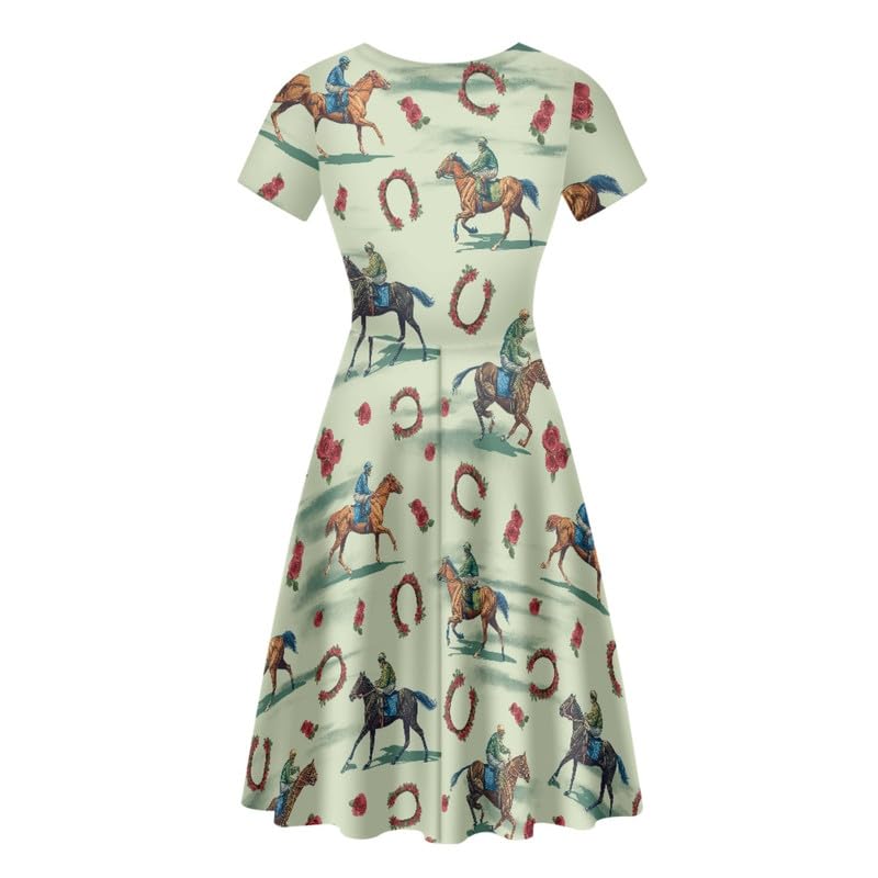 Image of Irisjudy T Shirt Dress for Women Short Sleeve Girls Short Sleeve Dress Plus Size, O Neck Knee Length Midi Dress for Ladies