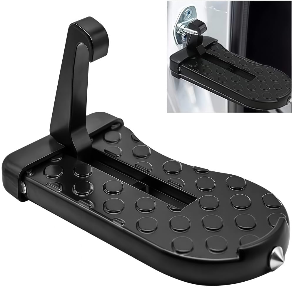 ocpcrn Car Door Steps for GMC Canyon Crew Cab, Folding Door Pedal, Supports Both Feet, Rubber Trim Does Not Damage Paint, for Door Luggage Rack, Black