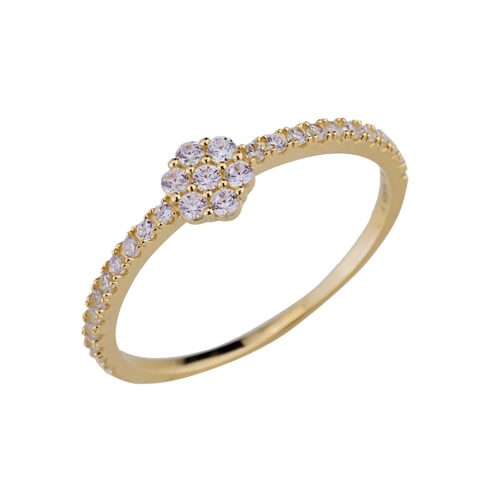 14 Karat Gelbgold Damenringe Diamant Weiß, Promise Ring mit Blumen-Zirkonia