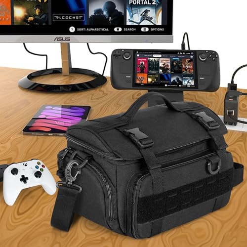 PGmoon Travel Bag Compatible with Steam Deck (OLED)/ Legion Go / Go S / Switch 2, Tactical Shoulder Storage Carrying Case with Pockets for Dock, AC Adapter, Controllers by PGmoon - Image 7