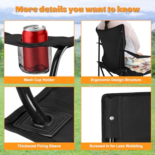 Image of HaSteeL Camping Chairs 4 Pack, Oversized Folding Lawn Chairs for Adults | Solid Construction, Portable & Light Weight, No Assembly Required