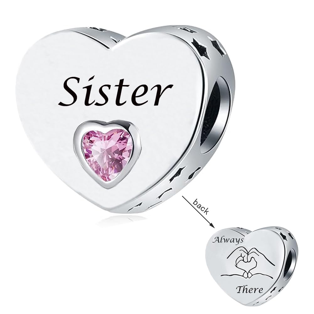 OutstandLong Pink Heart Charm Compatible with Pandora Bracelets for Wife Friend Mom Daughter Grandma Sister