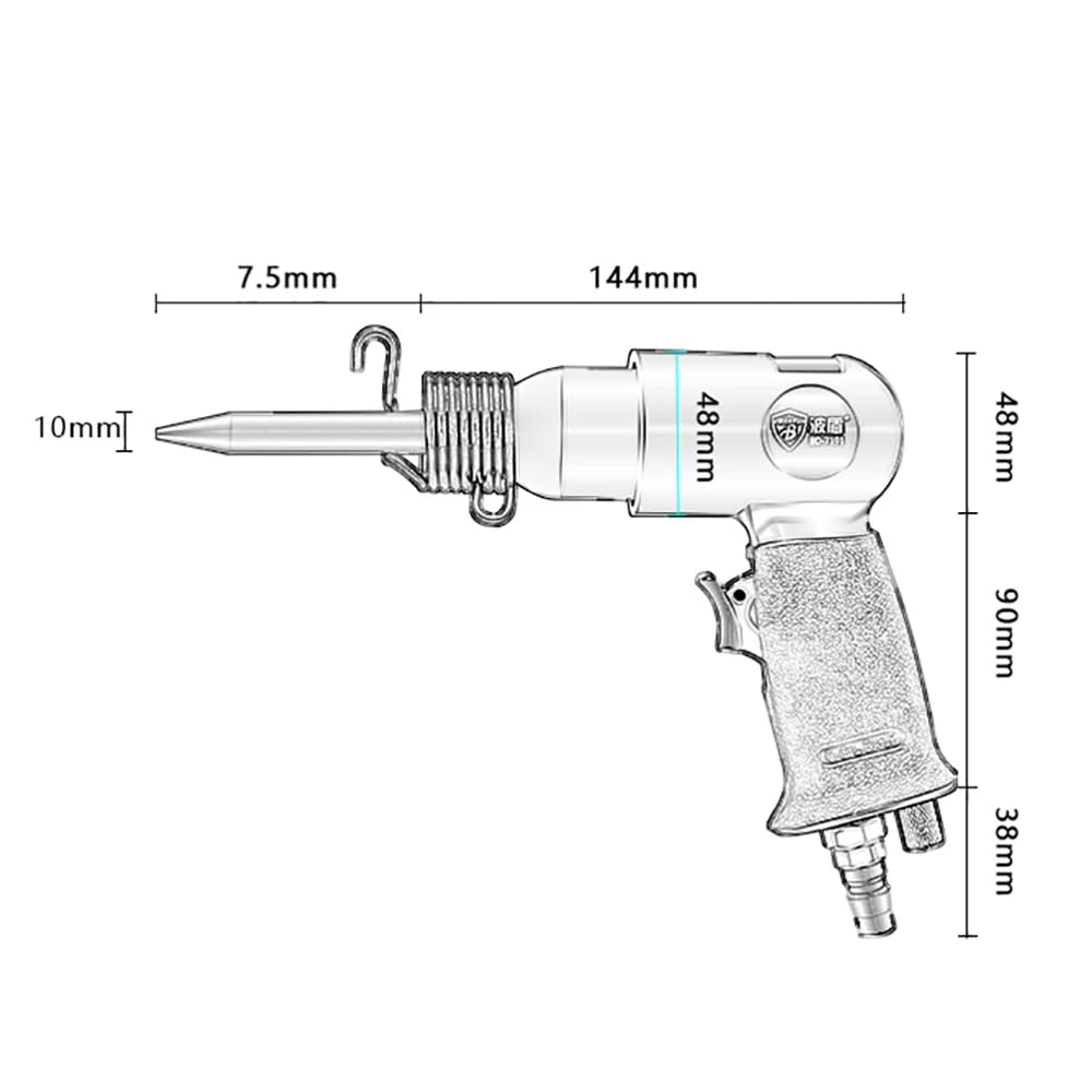 Industrial Hammer Powerful Handle Straight Type Chisel Pneumatic Hammer Shovel Tool Pneumatic Tool Stroke 41MM 4500BPM
