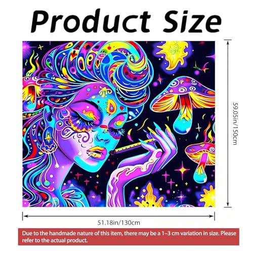 Image of Nuxovilar Mushroom Girl Wall Tapestry Polyester 59.05x51.18 In