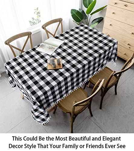 Shinybeauty Checkered Square Tablecloth 54''X54'' Buffalo Plaid Tablecloth With Tassel Cotton Buffalo Check Table Top Gingham Table Cover Classic Buffalo Plaid Farmhouse Tablecloth For Gatherings #TOP4