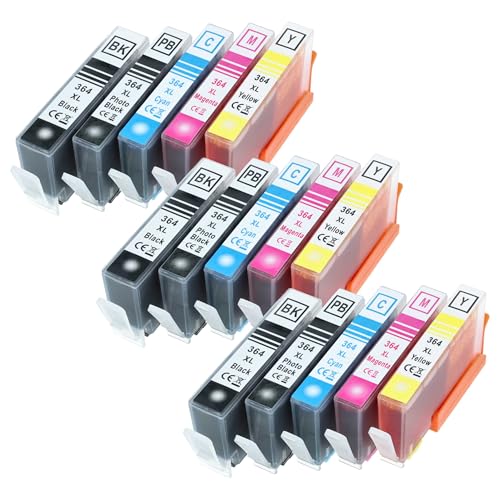 vhbw 15x Cartuchos de Tinta Compatible con HP Photosmart B209a, B210   Cian, Magenta, Yellow, Negro, Foto Negro con Chip (Compatible)
