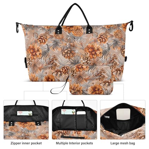 Travel Bag Bohemian Moroccan Style Pinecone Rust Carry On Weekend Bag with Toiletry Bag for Sports Large Capacity bolsa de para hombre2