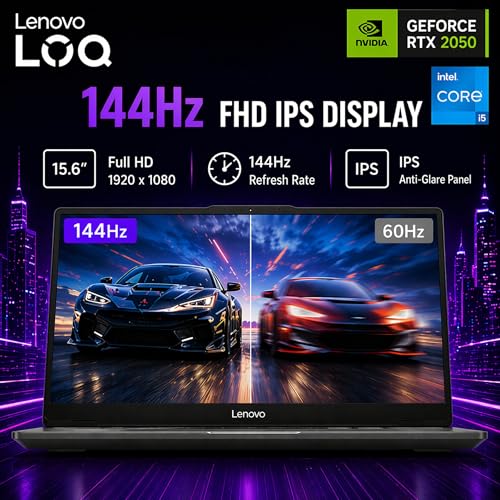Image of Lenovo LOQ Essential Gaming Laptop, 15.6 inch FHD 144Hz Display, 8-core Intel Core i5-12450HX, 32GB DDR5, 1TB PCIe SSD, GeForce RTX 2050, HDMI, Wi-Fi 6, RJ-45, Card Reader, Windows 11, Non-Backlit