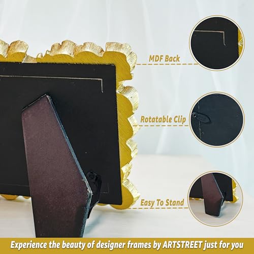 Image of Art Street Elegant Golden Ginkgo Leaf Resin Vintage Table Photo Frame, 5x7 Inch Photo, Decorative Frames Perfect for Home Decor, Unique Gift Idea, Durable, Birthday, Wedding, Return Gift - Royal Gold