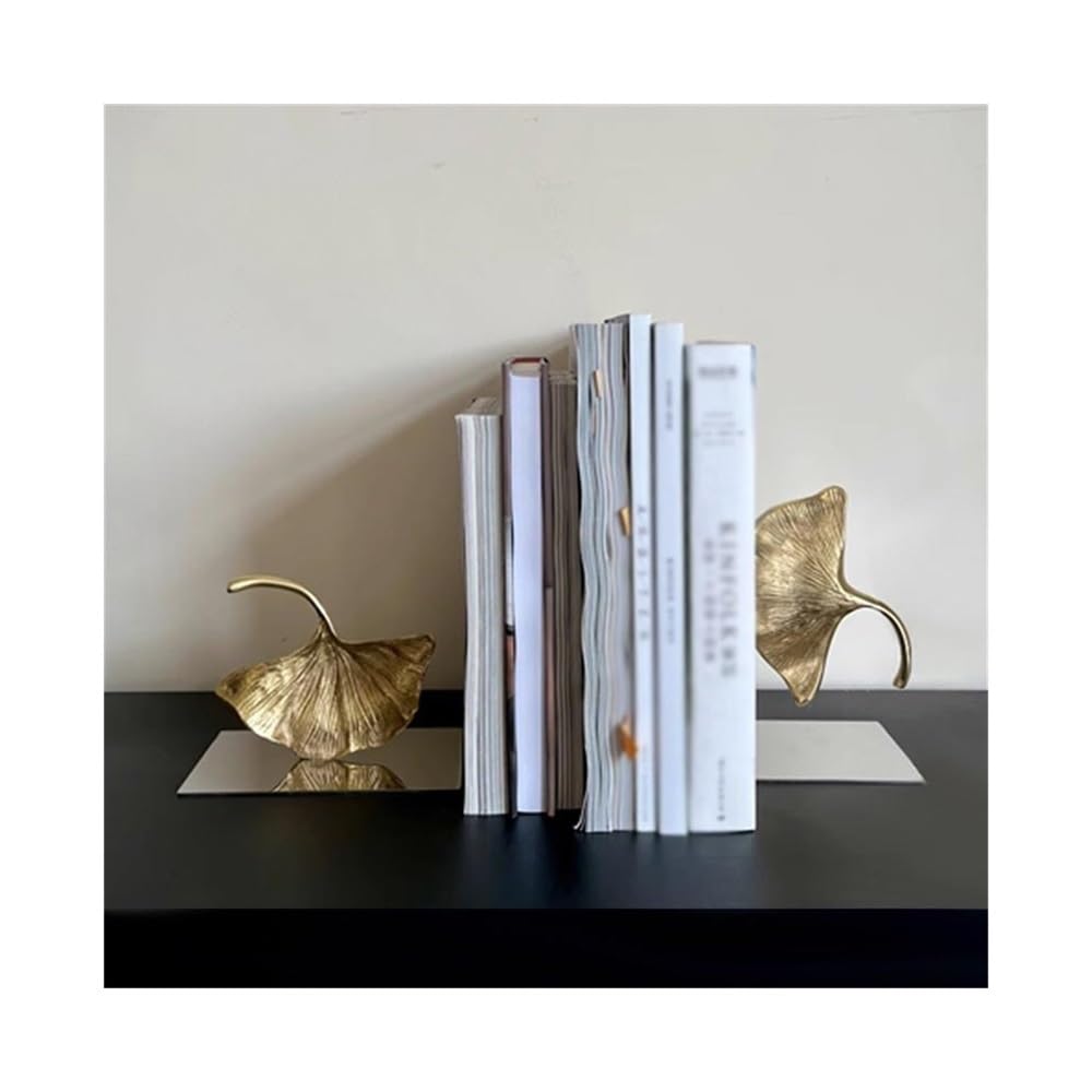 Shelves Book Ends, Metal Ginkgo Tree Bookends, for Shelves, for Office Library Book Support