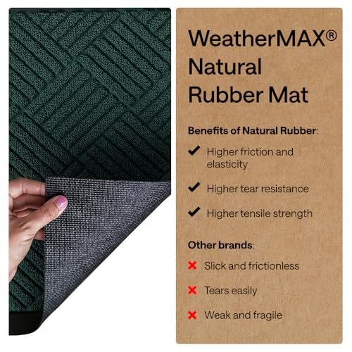 Image of GORILLA GRIP WeatherMAX Door Mat, Indoor Outdoor Use, 47x35, Green Diamond