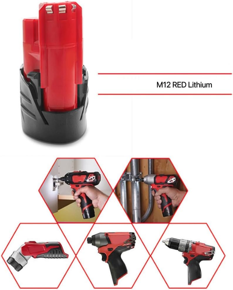 Replacement Battery for Milwaukee M12 / 12V / 4.0Ah,Compatible with Milwaukee 4Ah 48-11-2401 Li-Ion Battery 48-11-2420 48-11-2411 48-11-2440 48-11-2402 Tools（4000mah） 2 Pack