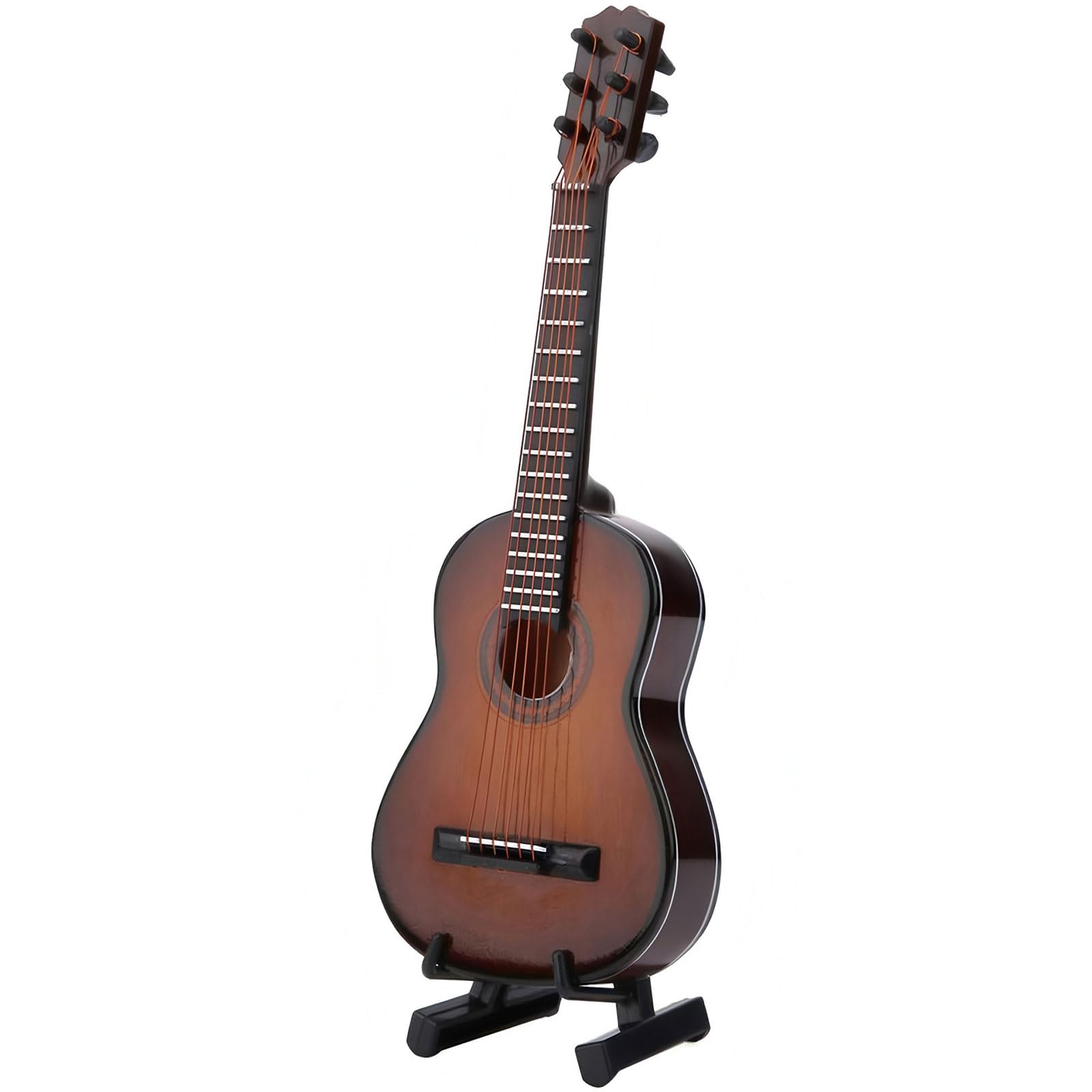 Hsioluted Detailed Acoustic Guitar Sculpture Artisan-Crafted Wooden Ornament, Compact Shelf Display for Musicians & Collectors Wood Guitar Desk Ornament