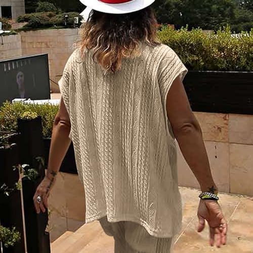 Men's Sweater Vest Relaxed Fit V Neck Sleeveless Knitted Pullover Cable Knitted Casual Soild Loose Plus Size Waistcoat3