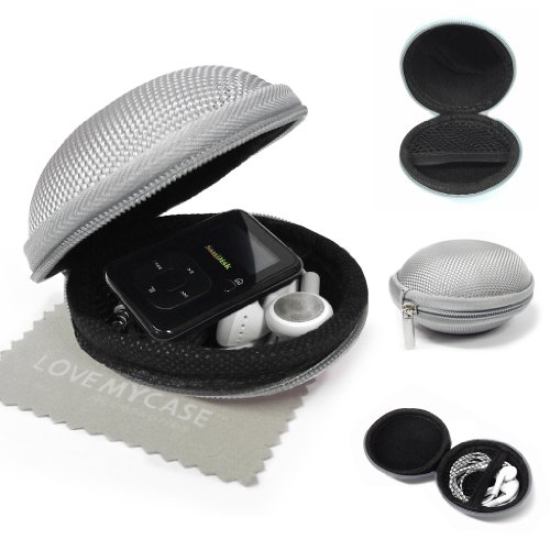 Love My Case/tela MP3u00a0player caso, cubierta, carcasa estilo de concha deu00a0u0096u00a0con cierre de cremallera, bolsillo interior, color exterior para Sansa Clip/Sansa Clip +/Sansa Clip Zip con Love My Case gamuza de limpieza