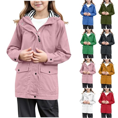 Guqmjde Regenjacke Kinder &Uuml;bergangsjacke M&auml;dchen Winddicht Regenm...