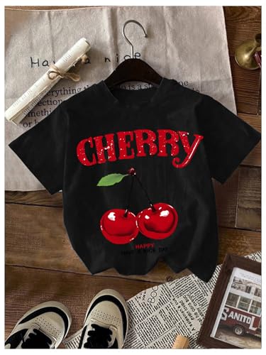 Image of RoseSeek Girl's Shirts 3 Packs Star Butterfly Graphic Tees Crew Neck Short Sleeve T Shirt Casual Tops