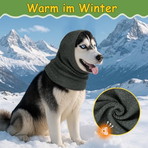 Kiiwah Ohrenschützer Hund, Lärmschutz Hund Snood Gehörschutz Angstzuständen Head Cover Hund für Feuerwerk, Gewitter, Fellpflegehilfe (Grau, M)