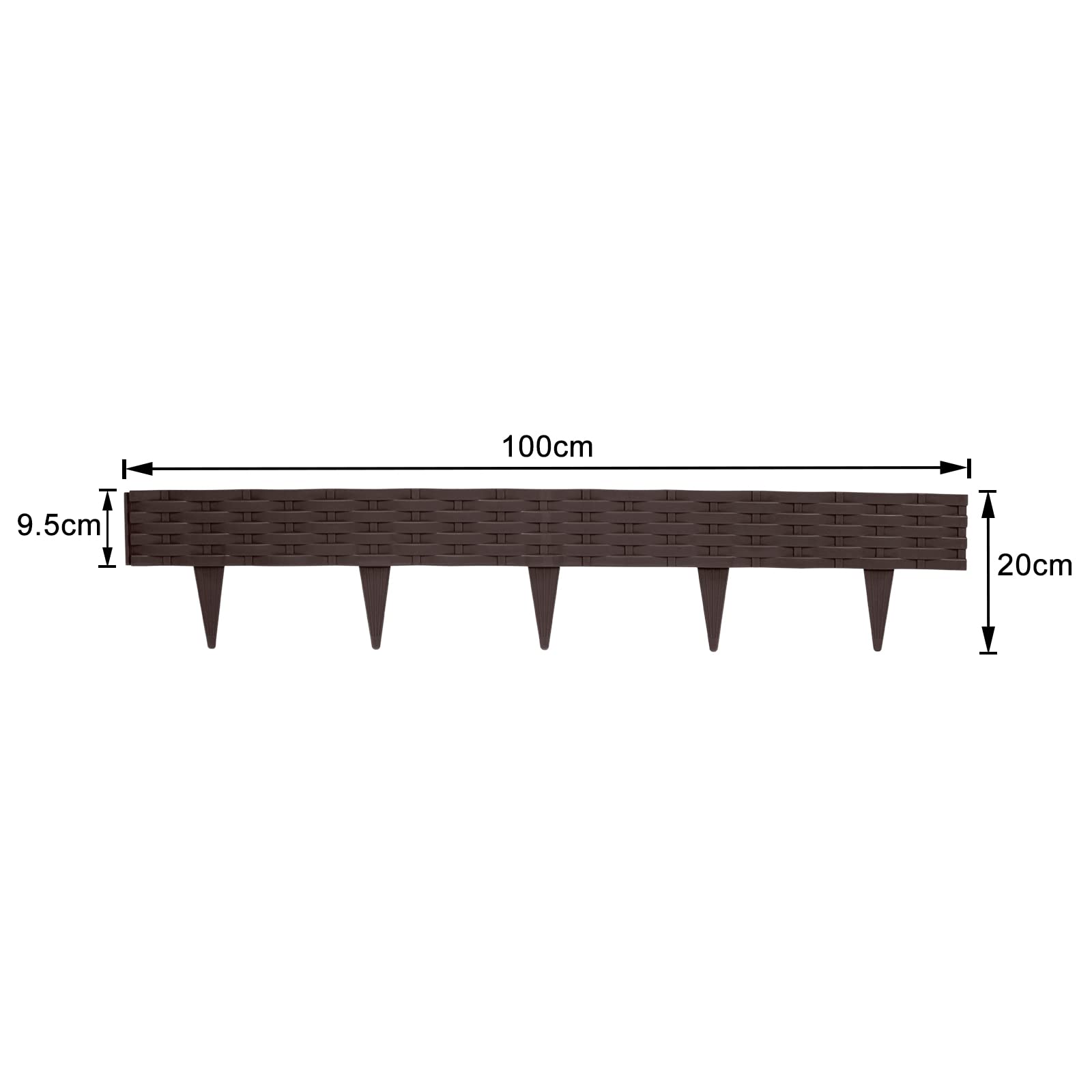 Froadp 100cm Imitación de Ratán Delimitadores de Bordes para Jardín, Borduras de Cama Flexible de Plástico, Bendable Vallas de Césped para Parterres, Empalizadas Bordillos (30 Piezas, Marrón)