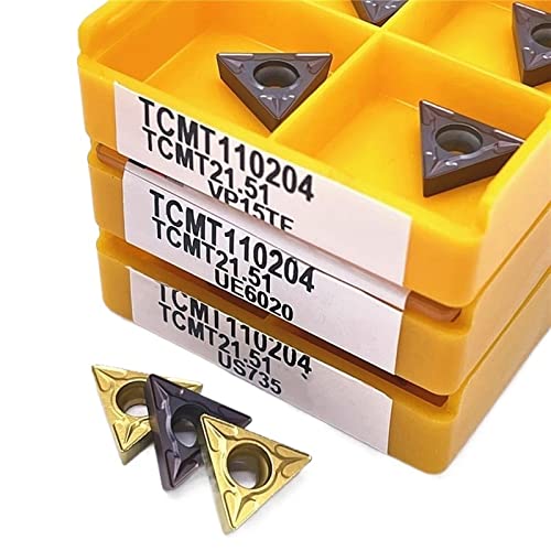 AALLYN Indexable Carbide Lathe Tool 10pcs TCMT110204 15TF Carbide Blade External Turning Tool CNC Lathe Turning for Steel Stainless Steel (Size : TCMT110204 6020)