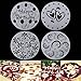 YOFAN 4-Piece Variety Cake Stencil Template,Birthday Heart Flower Spirals Decorating Mold Tool