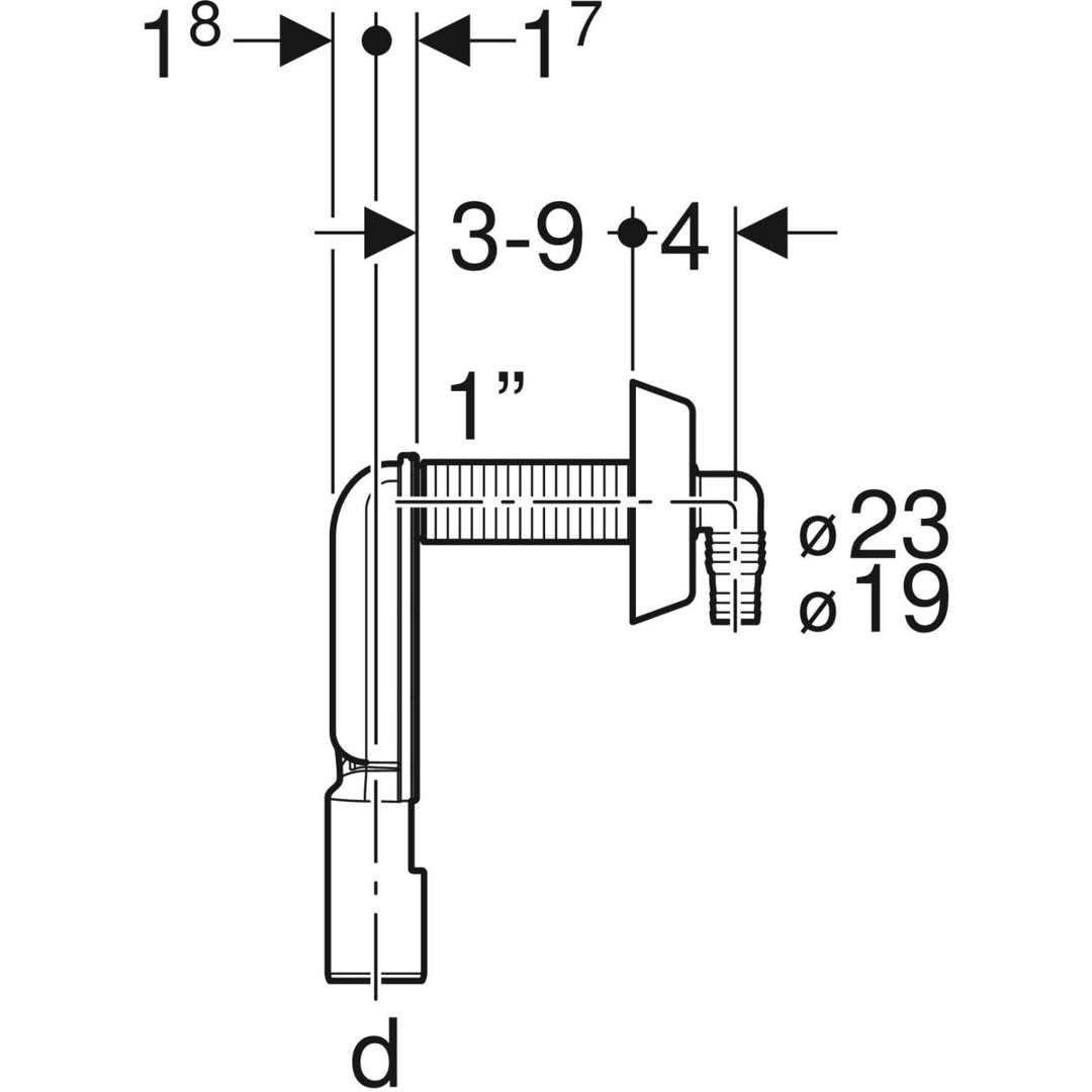 Geberit - Siphon encastré Geberit pour appareils électroménagers, avec une connexion : D40 mm chrome brillant (152.234.21.1)