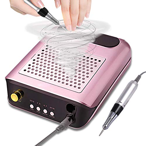 Wodesid 2 IN 1 35000RPM Nail Dust Collector + Electric Nail Drill, Upgraded Salon Expert Nail Machine Vacuum Cleaner-Nail Dust Collector Nail Filter Nail Art Suction (35000RPM Nail Machine Vacuum)