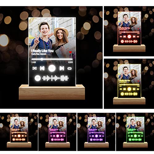 Easycosy Birthday Gifts For Boyfriends/Girlfriends, Anniversary Girlfriends Gifts For Him/Her, Custom Spotify Music Plaque With Photo Gifts For Your Lovers, Families, Friends #TOP5