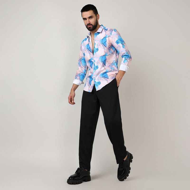 Image of CAHOOT Men's Twisted Crease Shirt for Casual Wear | Spread Collar | Long Sleeve | Button Closure | Shirt Crafted with Comfort Fit for Everyday Wear