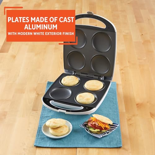 Image of Imusa USA GAU-80300 4 Slot Electric Arepa Maker with Nonstick Surface (1,200-Watts), White