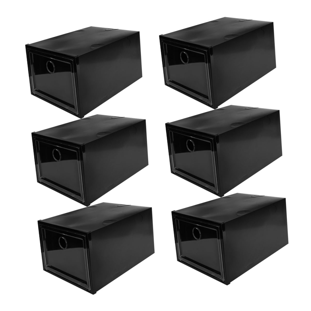 Cabilock 6Pcs Stackable Plastic Shoe Storage Boxes with Transparent Window Shoe Organizer for Closet Dustproof and Space Saving Design