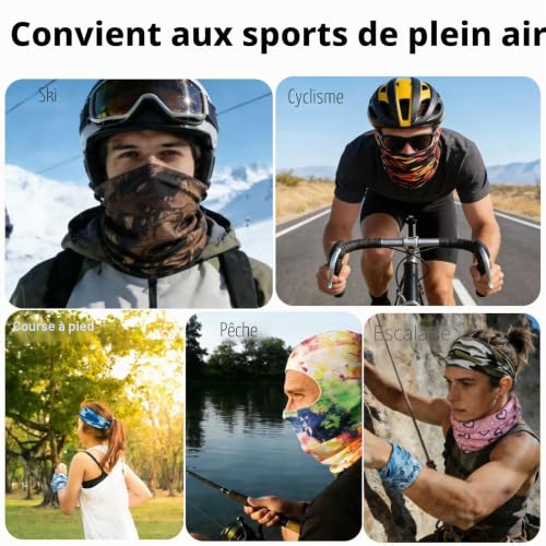 MOSTFUN 8 Pièces Bandanas Multifonctions, Tour de Cou Sans Couture Imprimé, Léger et Respirant, Protection UV pour Homme et Femme, Yoga, Randonnée, Équitation, Moto – vue 7