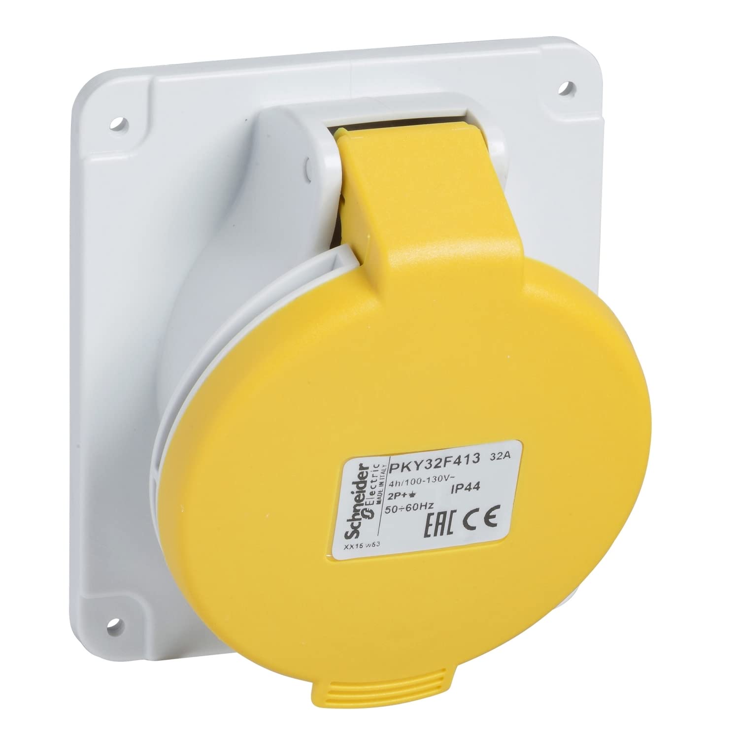 Prise 16A 3PNT 110-130V IP44 inclinée à connexion rapide et étanche